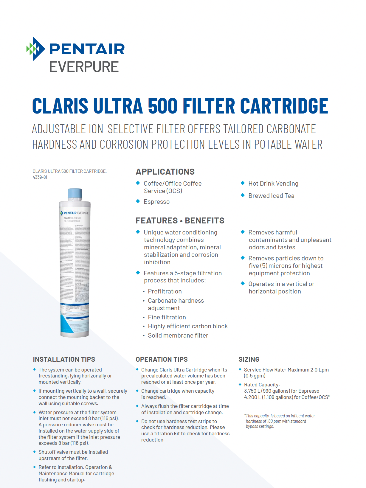 Claris Ultra 500 Replacement Water Filter